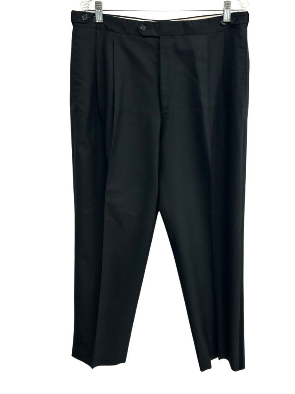 Mens 40 Black Classic Fit Tuxedo Pants Flat Front Pleated Adjustable Old Money